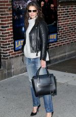 KATIE HOLMES Arrives at Late Show with David Letterman in New York