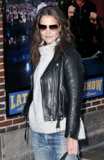KATIE HOLMES Arrives at Late Show with David Letterman in New York