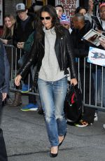 KATIE HOLMES Arrives at Late Show with David Letterman in New York