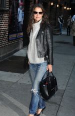 KATIE HOLMES Arrives at Late Show with David Letterman in New York