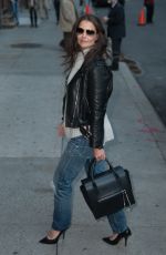 KATIE HOLMES Arrives at Late Show with David Letterman in New York