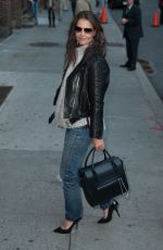 KATIE HOLMES Arrives at Late Show with David Letterman in New York