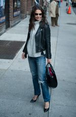 KATIE HOLMES Arrives at Late Show with David Letterman in New York