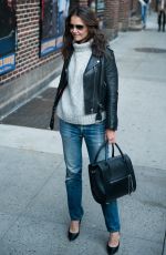 KATIE HOLMES Arrives at Late Show with David Letterman in New York