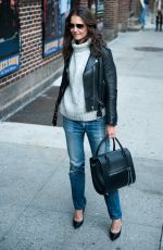 KATIE HOLMES Arrives at Late Show with David Letterman in New York