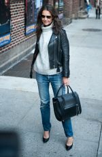 KATIE HOLMES Arrives at Late Show with David Letterman in New York