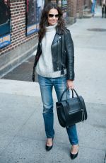 KATIE HOLMES Arrives at Late Show with David Letterman in New York