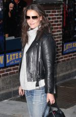 KATIE HOLMES Arrives at Late Show with David Letterman in New York