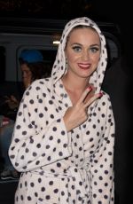 KATY PERRY in a Bath Robe Arrives at Her Hotel in Melbourne