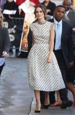 KEIRA KNIGHTLEY Arrives at Jimmy Kimmel Liva in Hollywood