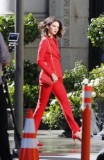 KENDALL JENNER All in Red on the Set of a Photoshoot in Los Angeles