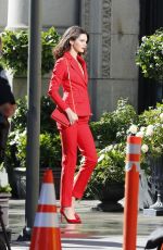 KENDALL JENNER All in Red on the Set of a Photoshoot in Los Angeles