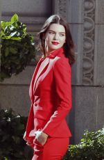 KENDALL JENNER All in Red on the Set of a Photoshoot in Los Angeles