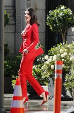 KENDALL JENNER All in Red on the Set of a Photoshoot in Los Angeles