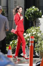 KENDALL JENNER All in Red on the Set of a Photoshoot in Los Angeles