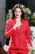 KENDALL JENNER All in Red on the Set of a Photoshoot in Los Angeles