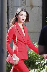 KENDALL JENNER All in Red on the Set of a Photoshoot in Los Angeles