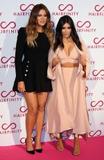 KIM and KHLOE KARDASHIAN at Hairfinity UK Launch Party in London