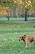KIMBERLEY GARNE Walks Her Dog Out in Kensington Park