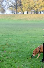 KIMBERLEY GARNE Walks Her Dog Out in Kensington Park