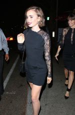 LILY COLLINS Leaves Il Cielo Restaurant in Beverly Hills