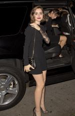 LILY COLLINS Leaves Il Cielo Restaurant in Beverly Hills