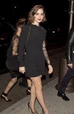 LILY COLLINS Leaves Il Cielo Restaurant in Beverly Hills