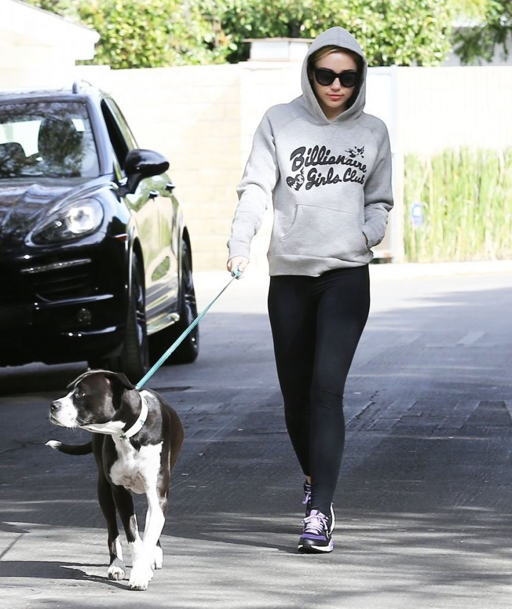 MILEY CYRUS Walks Her Dog Out in Los Angeles – HawtCelebs
