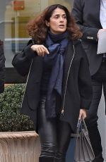 SALMA HAYEK in Leather Out Shopping in London