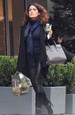 SALMA HAYEK in Leather Out Shopping in London