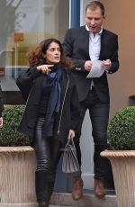 SALMA HAYEK in Leather Out Shopping in London