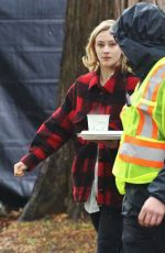 SARAH GADON on the Set of The 9th Life of Louis Drax in Vancouver