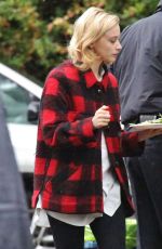 SARAH GADON on the Set of The 9th Life of Louis Drax in Vancouver