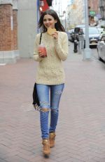 VICTORIA JUSTICE in Ripped Jeans Out and About in Brooklyn