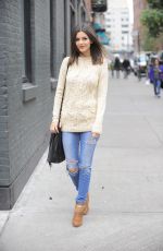 VICTORIA JUSTICE in Ripped Jeans Out and About in Brooklyn