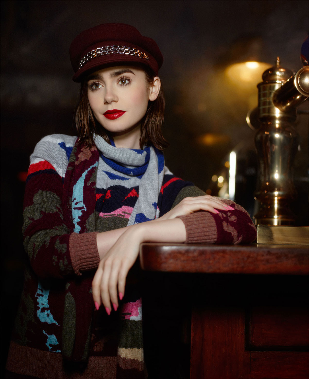 LILY COLLINS – Barrie Knitwear Collection Photoshoot by Karl Lagerfeld ...