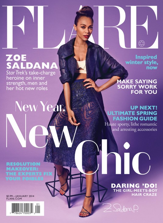 ZOE SALDANA in Flare Magazine, January 2104 Issue