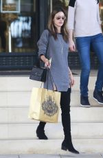 ALESSANDRA AMBROSIO in Thigh High Boots and Short Skirt Out Shopping 
