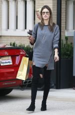 ALESSANDRA AMBROSIO in Thigh High Boots and Short Skirt Out Shopping 