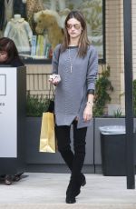 ALESSANDRA AMBROSIO in Thigh High Boots and Short Skirt Out Shopping 