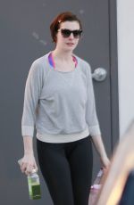 ANNE HATHAWAY in Tights Out and About in West Hollywood