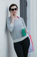 ANNE HATHAWAY in Tights Out and About in West Hollywood