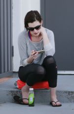 ANNE HATHAWAY in Tights Out and About in West Hollywood