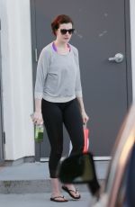 ANNE HATHAWAY in Tights Out and About in West Hollywood