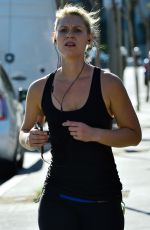 CLAIRE DANES in Leggings and Tank Top Jogging on Sunset Boulevard