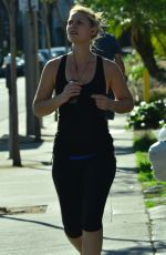 CLAIRE DANES in Leggings and Tank Top Jogging on Sunset Boulevard