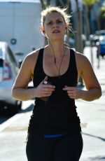 CLAIRE DANES in Leggings and Tank Top Jogging on Sunset Boulevard