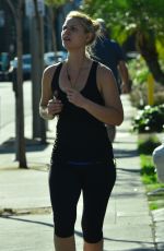 CLAIRE DANES in Leggings and Tank Top Jogging on Sunset Boulevard