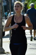 CLAIRE DANES in Leggings and Tank Top Jogging on Sunset Boulevard