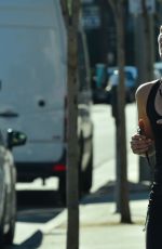 CLAIRE DANES in Leggings and Tank Top Jogging on Sunset Boulevard